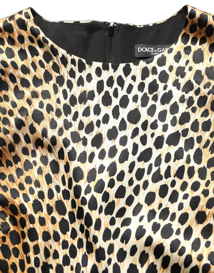 Dolce &amp; Gabbana Sample Sale | Dolce &amp; Gabbana Brown Ocelot Print Long Sleeve Mini Dress - | Designer outlet