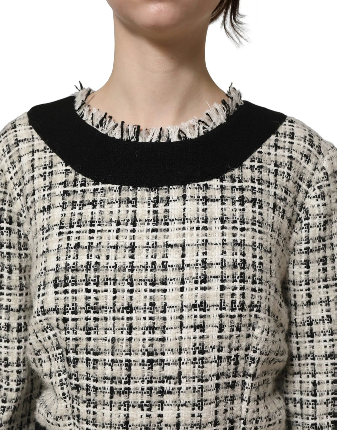 Dolce &amp; Gabbana Sample Sale | Dolce &amp; Gabbana Multicolor Bouclé Tweed Frayed Trim Midi Dress - | Designer outlet