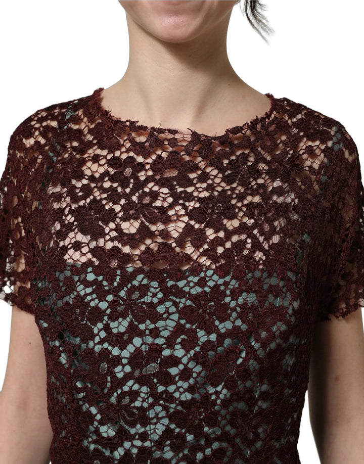 Dolce &amp; Gabbana Sample Sale | Dolce &amp; Gabbana Multicolor Floral Lace Taffeta Pleated Midi Dress - | Designer outlet