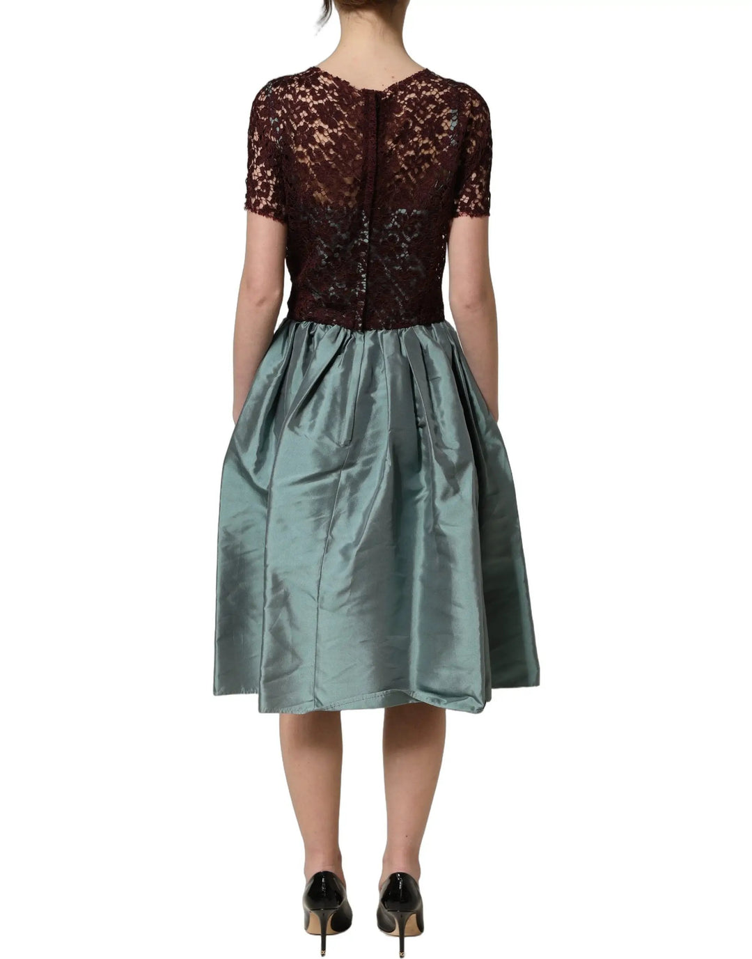 Dolce &amp; Gabbana Sample Sale | Dolce &amp; Gabbana Multicolor Floral Lace Taffeta Pleated Midi Dress - | Designer outlet