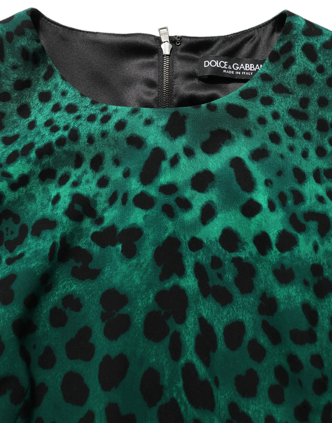 Dolce & Gabbana Sample Sale | Dolce & Gabbana Green Leopard Print Silk Knee Length Dress - | Designer outlet