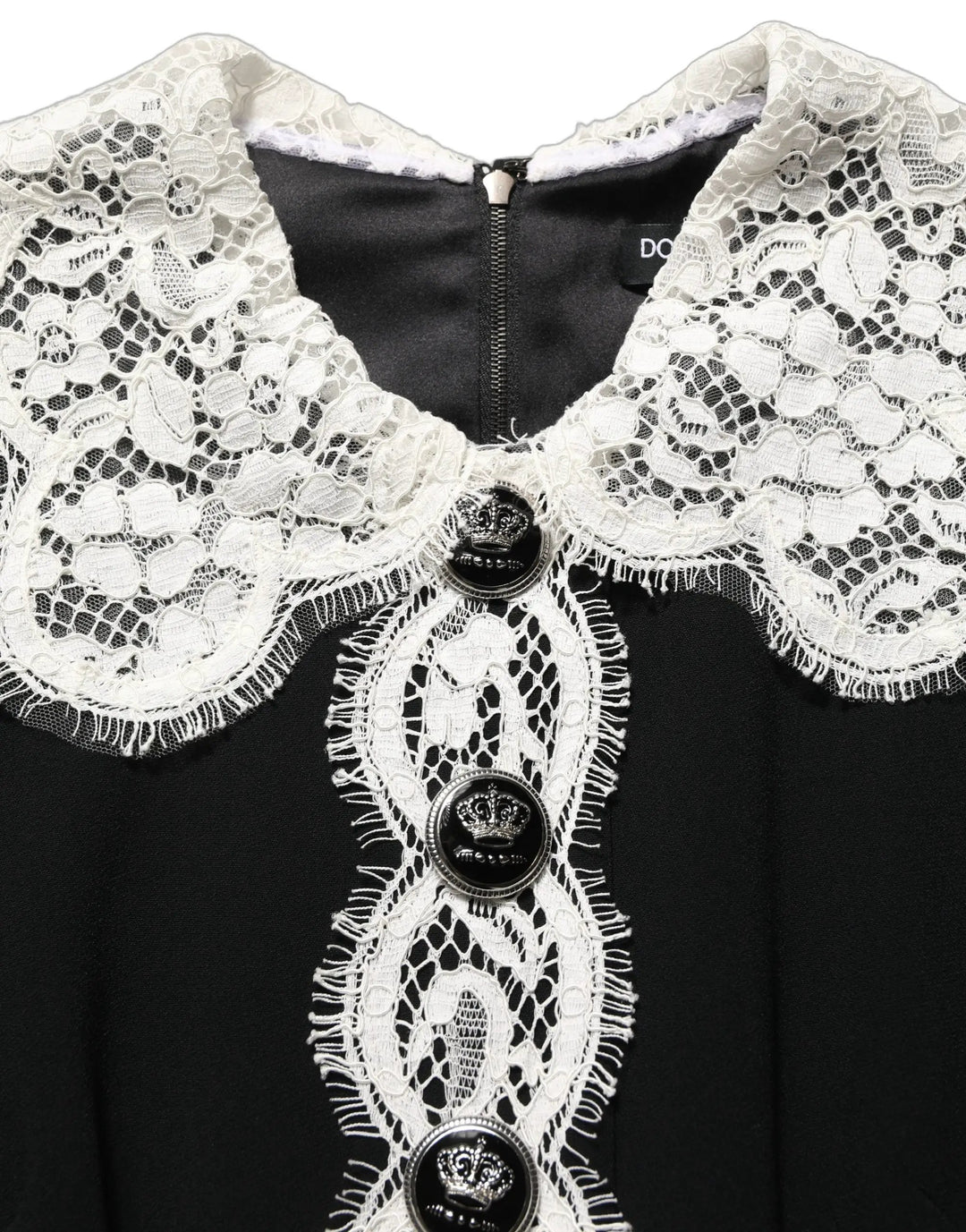 Dolce & Gabbana Sample Sale | Dolce & Gabbana Black Lace Detailing Long Sleeves Midi Dress - | Designer outlet