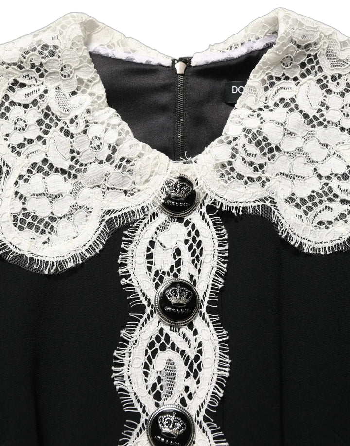 Dolce &amp; Gabbana Sample Sale | Dolce &amp; Gabbana Black Lace Detailing Long Sleeves Midi Dress - | Designer outlet