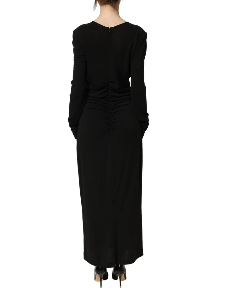 Dolce &amp; Gabbana Sample Sale | Dolce &amp; Gabbana Black Cotton Long Sleeves Sheath Maxi Dress - | Designer outlet