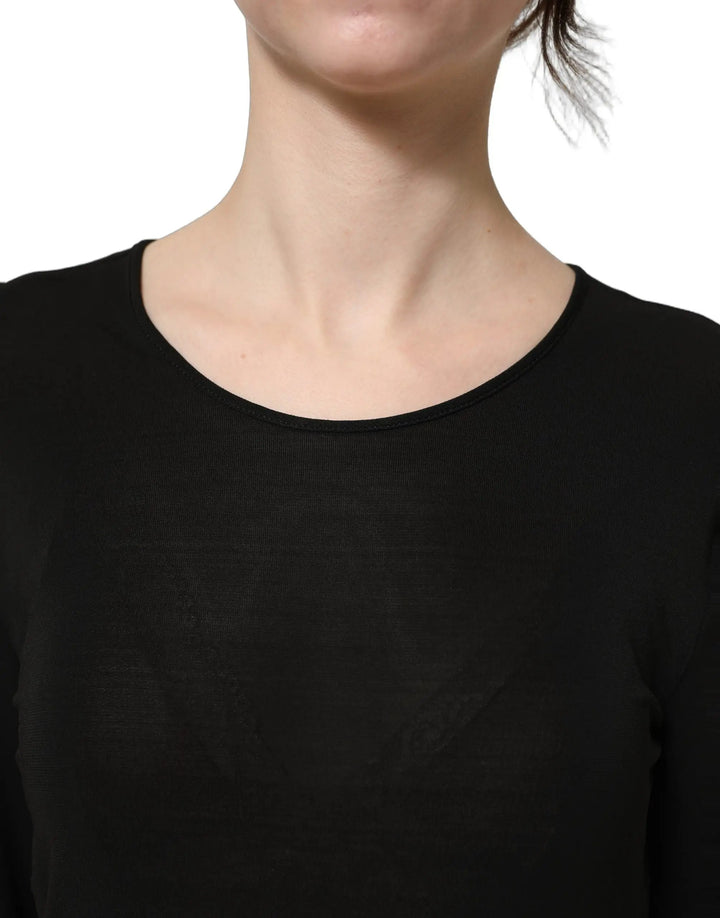 Dolce &amp; Gabbana Sample Sale | Dolce &amp; Gabbana Black Cotton Long Sleeves Sheath Maxi Dress - | Designer outlet