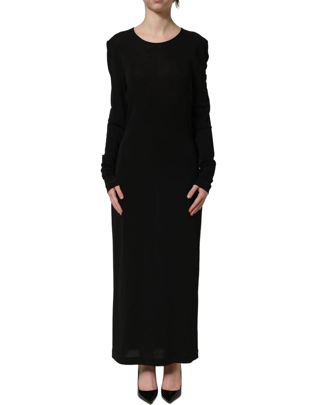 Dolce &amp; Gabbana Sample Sale | Dolce &amp; Gabbana Black Cotton Long Sleeves Sheath Maxi Dress - | Designer outlet