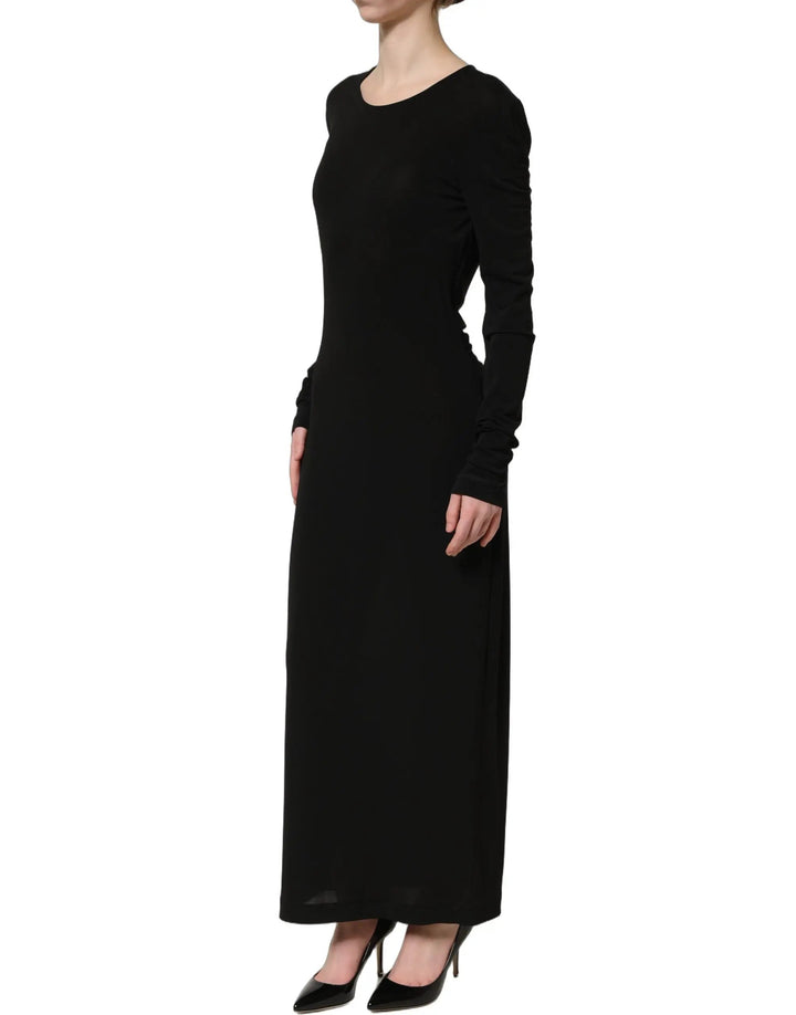 Dolce &amp; Gabbana Sample Sale | Dolce &amp; Gabbana Black Cotton Long Sleeves Sheath Maxi Dress - | Designer outlet