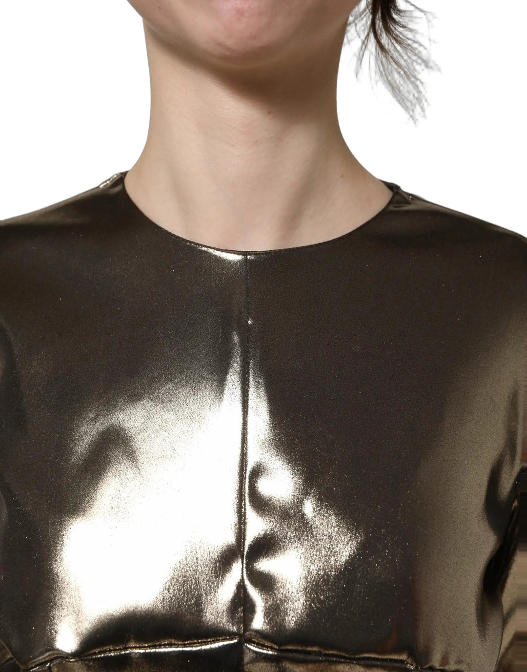Dolce &amp; Gabbana Sample Sale | Dolce &amp; Gabbana Metallic Gold Polyester LongSleeve Maxi Dress - | Designer outlet