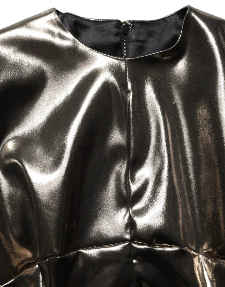 Dolce &amp; Gabbana Sample Sale | Dolce &amp; Gabbana Metallic Gold Polyester LongSleeve Maxi Dress - | Designer outlet
