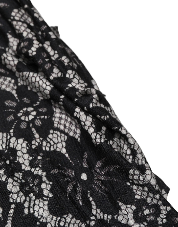 Dolce &amp; Gabbana Sample Sale | Dolce &amp; Gabbana Black White Floral Lace Sleeveless Midi Dress - | Designer outlet