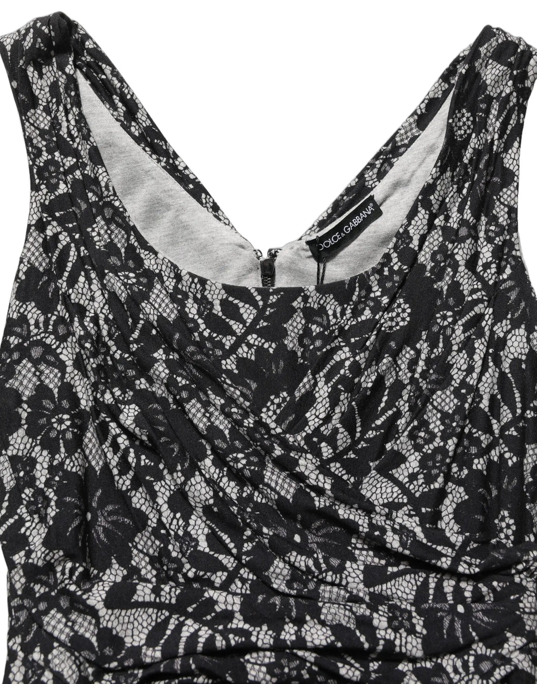 Dolce &amp; Gabbana Sample Sale | Dolce &amp; Gabbana Black White Floral Lace Sleeveless Midi Dress - | Designer outlet