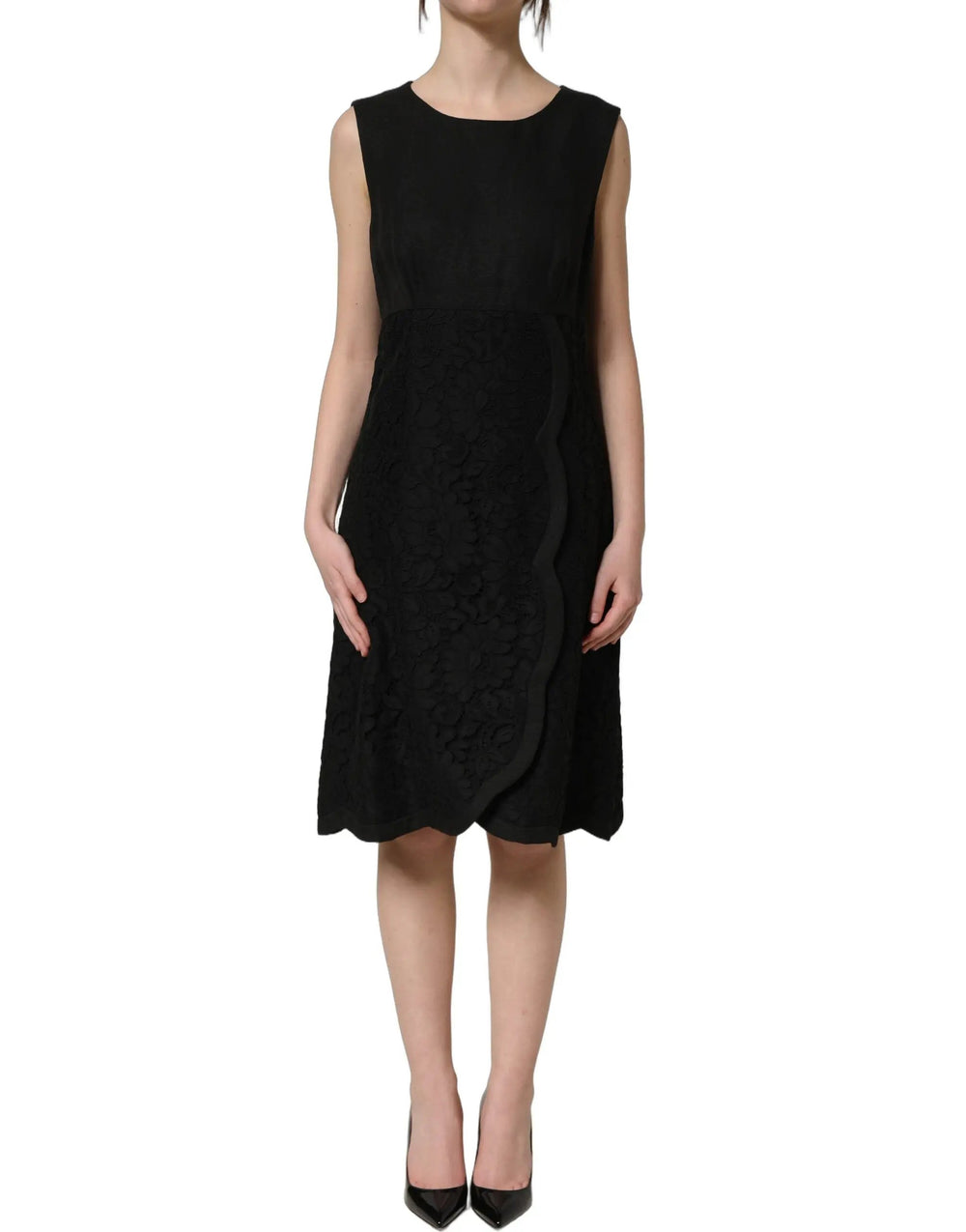 Dolce & Gabbana Sample Sale | Dolce & Gabbana Black Floral Lace Sleeveless Shift Dress - | Designer outlet
