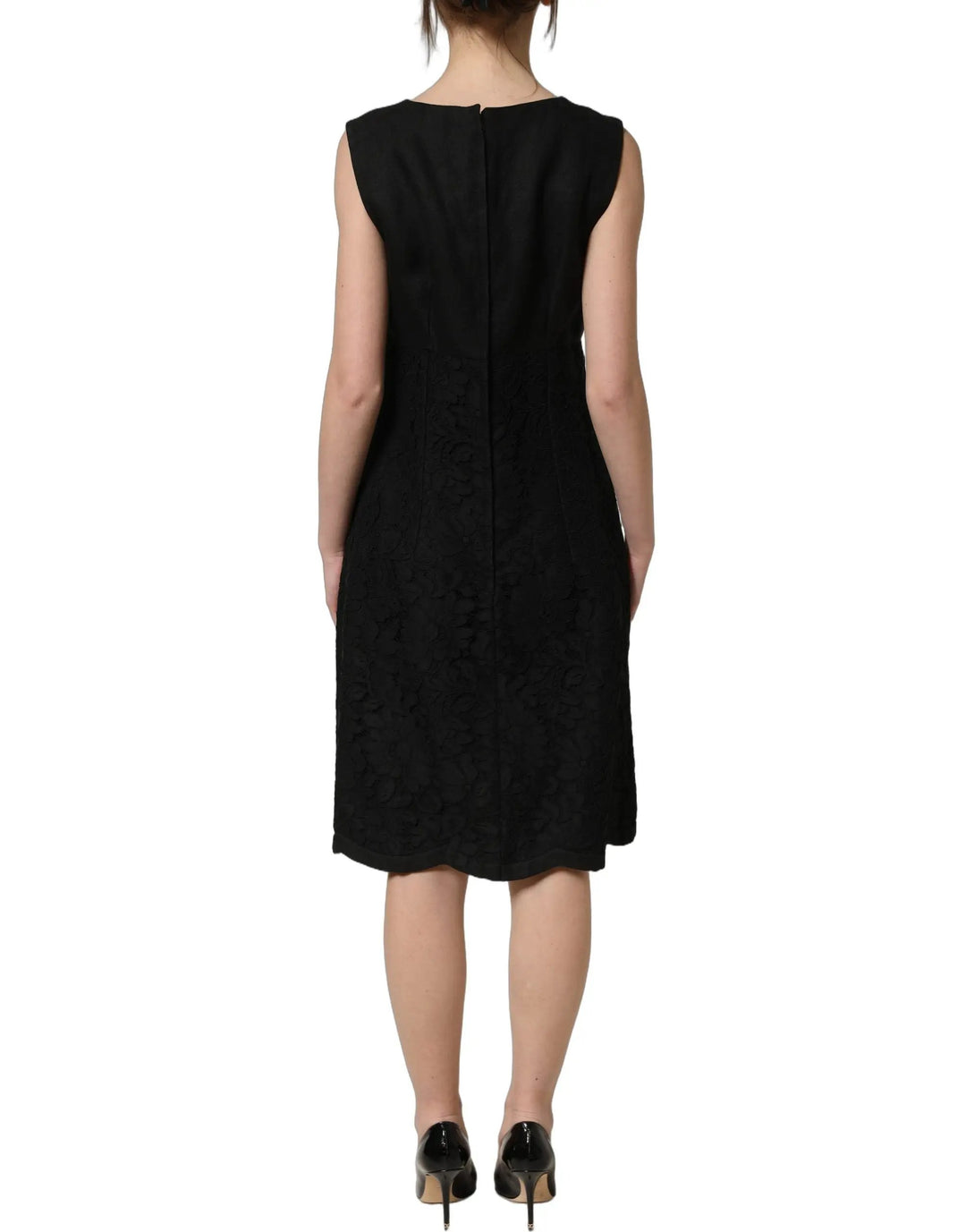 Dolce &amp; Gabbana Sample Sale | Dolce &amp; Gabbana Black Floral Lace Sleeveless Shift Dress - | Designer outlet