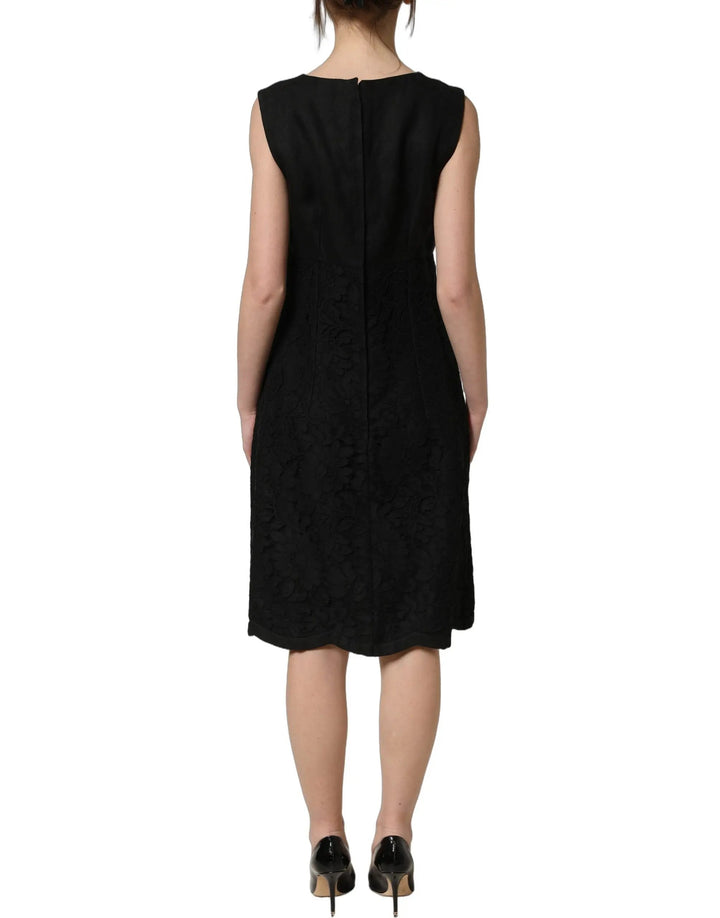 Dolce &amp; Gabbana Sample Sale | Dolce &amp; Gabbana Black Floral Lace Sleeveless Shift Dress - | Designer outlet