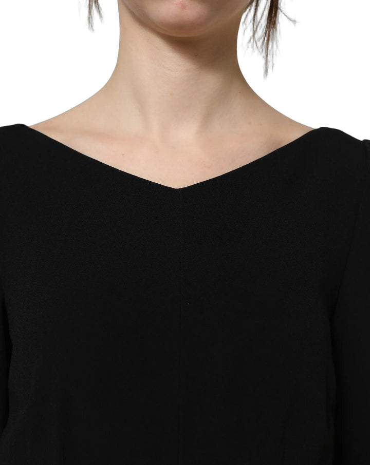 Dolce &amp; Gabbana Sample Sale | Dolce &amp; Gabbana Black Viscose Short Sleeve A-line Midi Dress - | Designer outlet