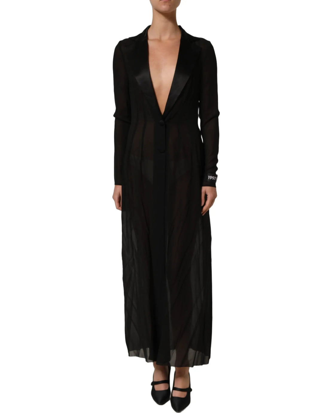 Dolce &amp; Gabbana Sample Sale | Dolce &amp; Gabbana Black Silk Sheer Chiffon Long Maxi Dress - | Designer outlet