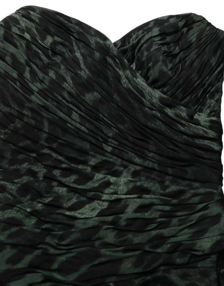 Dolce &amp; Gabbana Sample Sale | Dolce &amp; Gabbana Green Leopard Print Bustier Draped Midi Dress - | Designer outlet