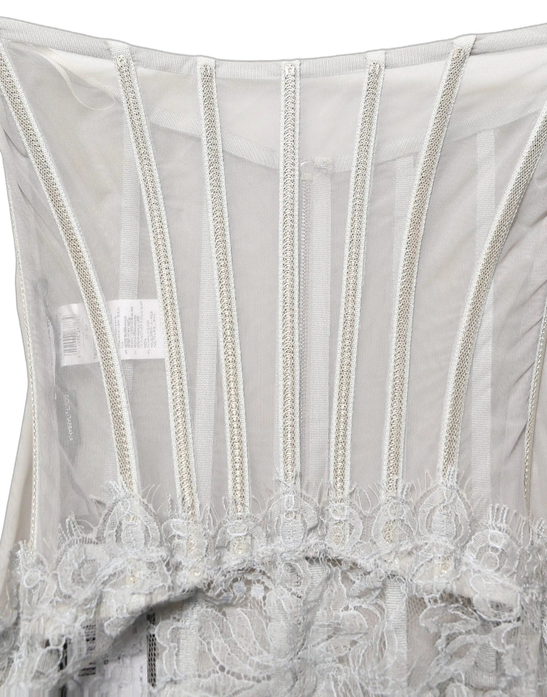 Dolce & Gabbana Sample Sale | Dolce & Gabbana Gray Lace Corset Style Bodice Maxi Dress - | Designer outlet