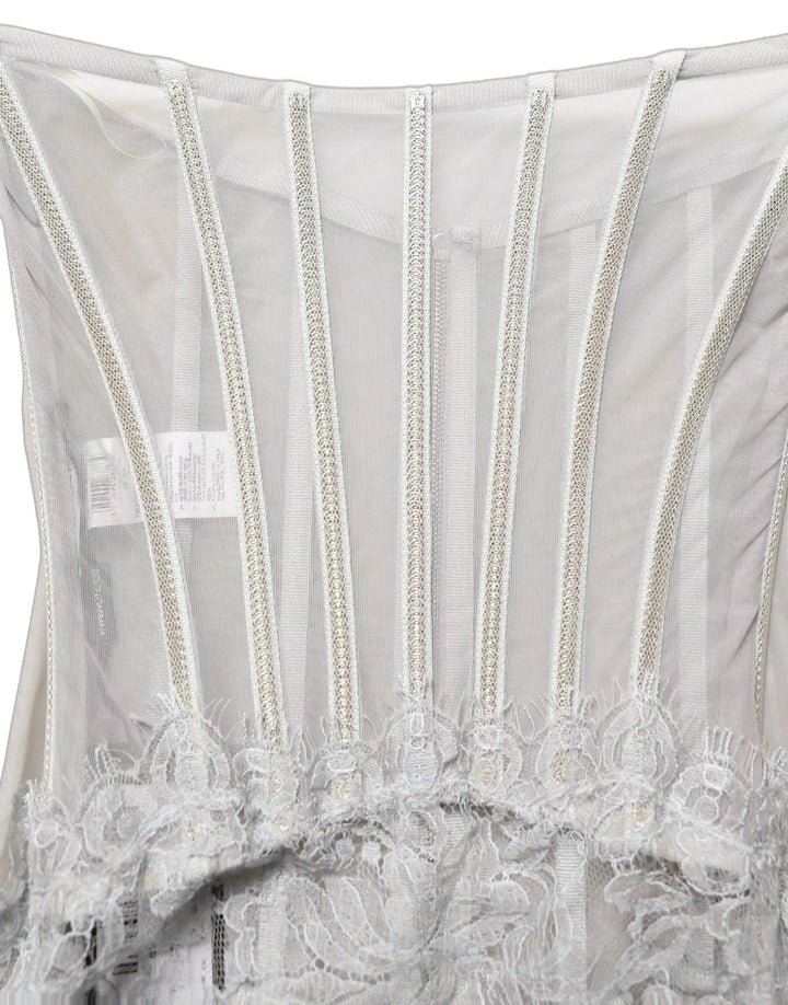 Dolce &amp; Gabbana Sample Sale | Dolce &amp; Gabbana Gray Lace Corset Style Bodice Maxi Dress - | Designer outlet