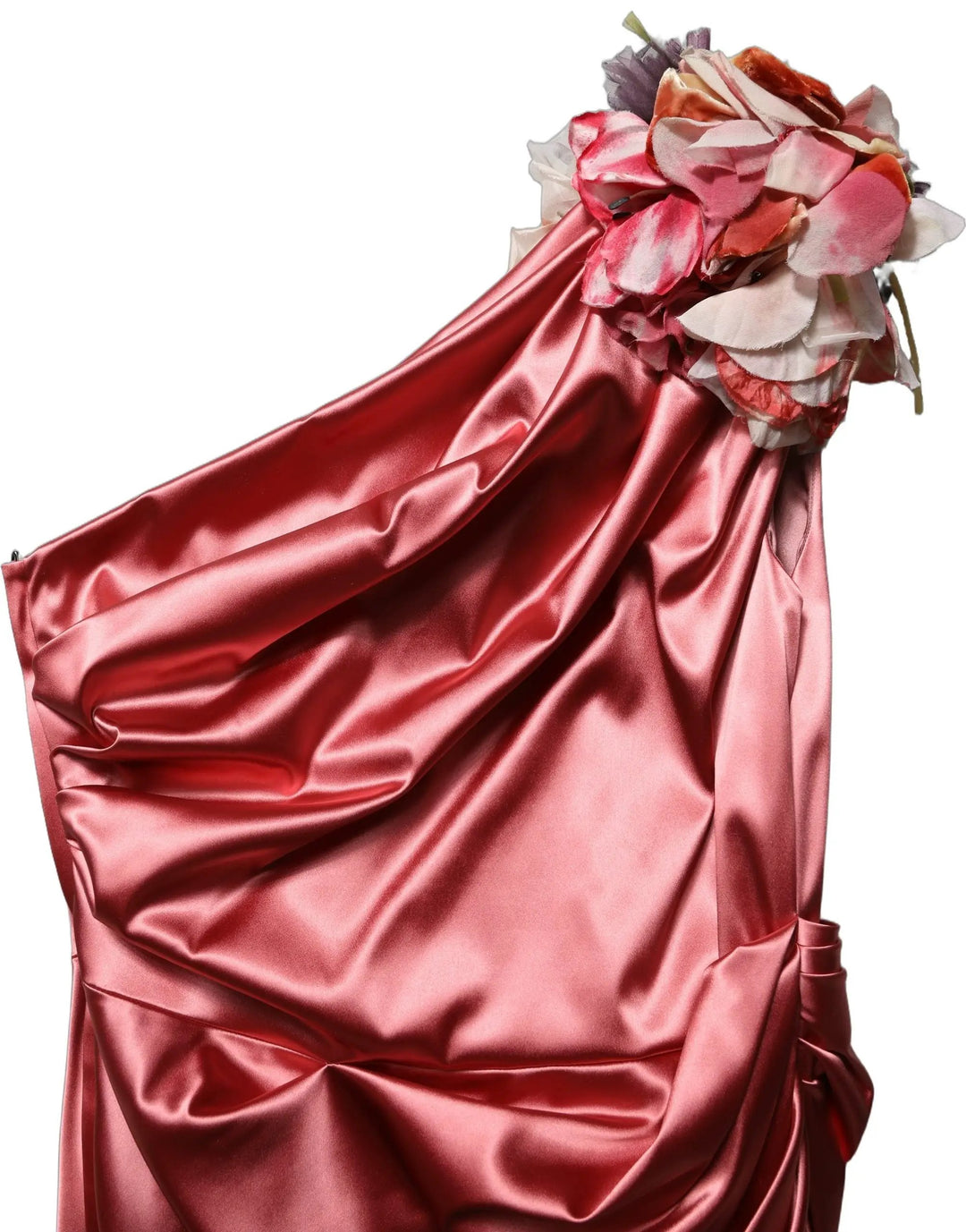 Dolce & Gabbana Sample Sale | Dolce & Gabbana Pink Draped Midi Flower Appliques Dress - | Designer outlet