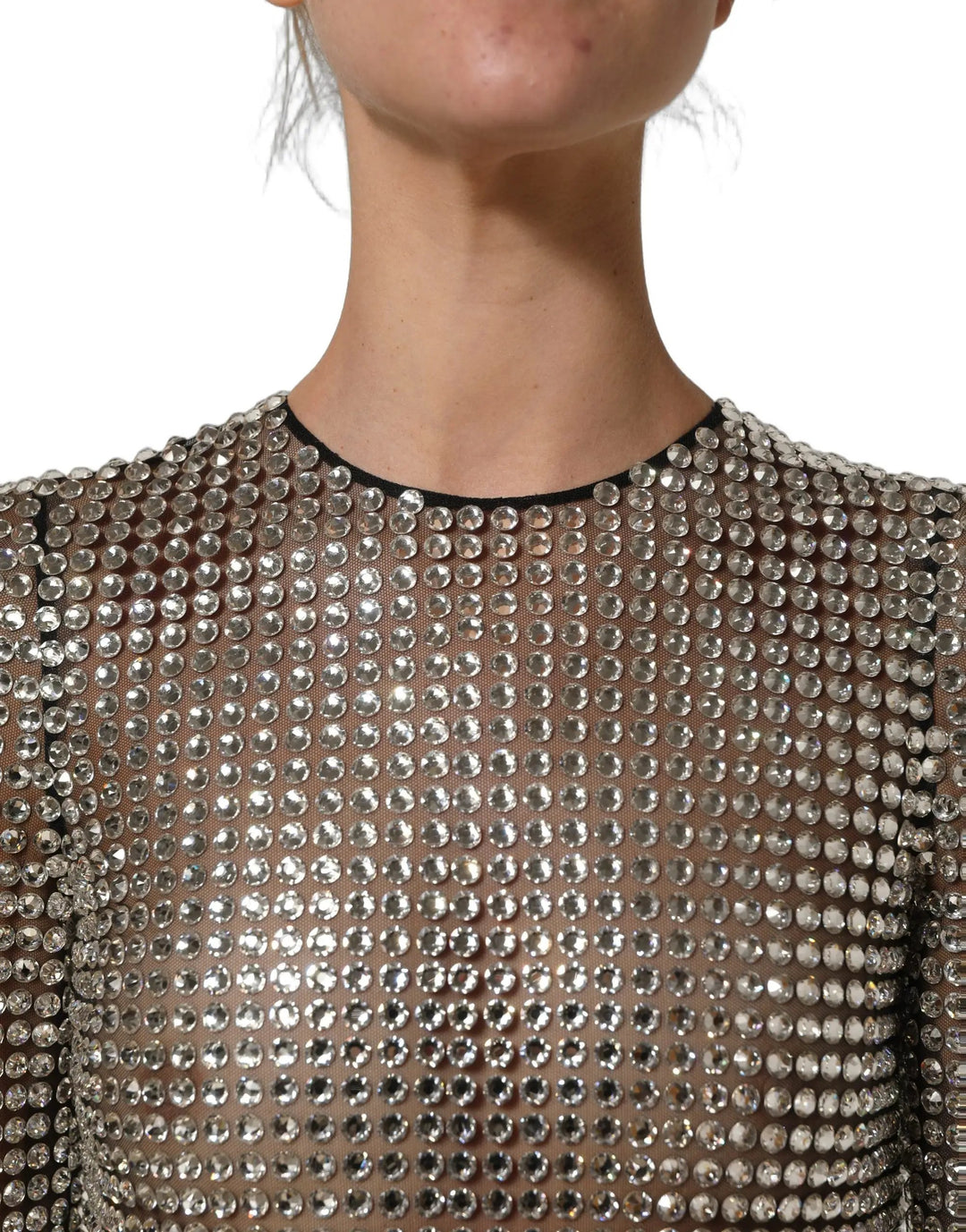 Dolce &amp; Gabbana Sample Sale | Dolce &amp; Gabbana Beige Crystal Embellished Long Gown Dress - | Designer outlet