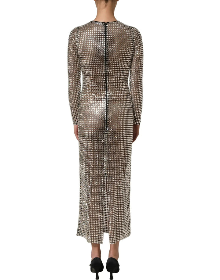 Dolce &amp; Gabbana Sample Sale | Dolce &amp; Gabbana Beige Crystal Embellished Long Gown Dress - | Designer outlet