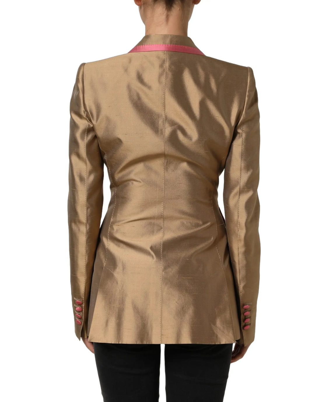 Dolce &amp; Gabbana Sample Sale | Dolce &amp; Gabbana Gold Silk Double Breasted Coat Blazer Jacket - | Designer outlet