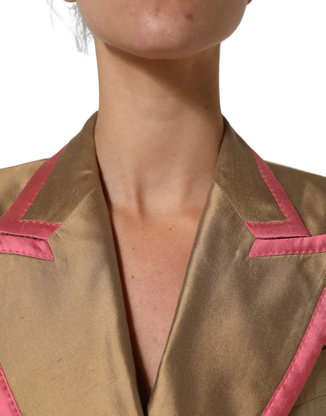 Dolce &amp; Gabbana Sample Sale | Dolce &amp; Gabbana Gold Silk Double Breasted Coat Blazer Jacket - | Designer outlet