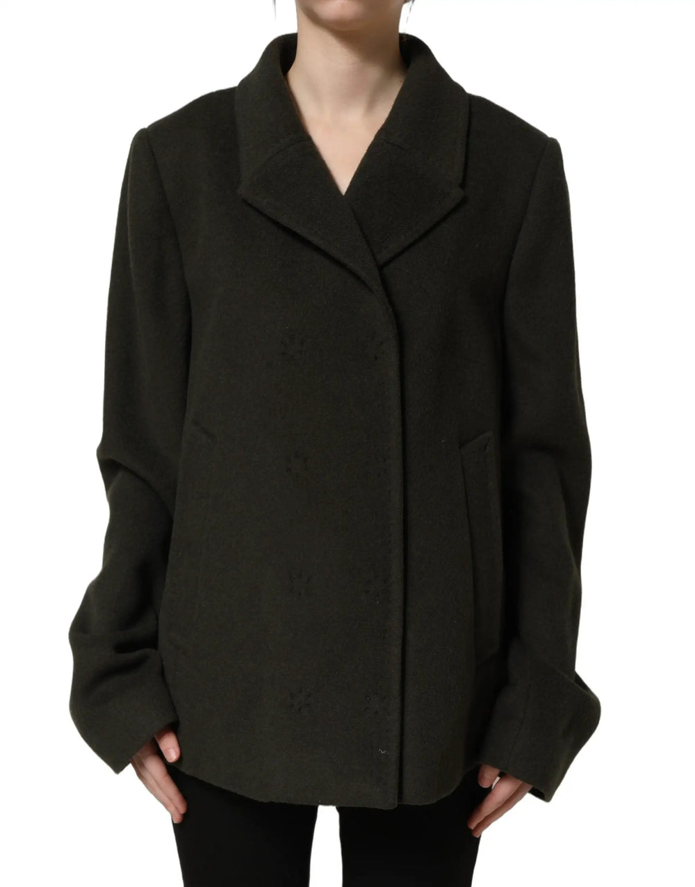 Dolce & Gabbana Sample Sale | Dolce & Gabbana Dark Green Double Breasted Peacoat Jacket - | Designer outlet