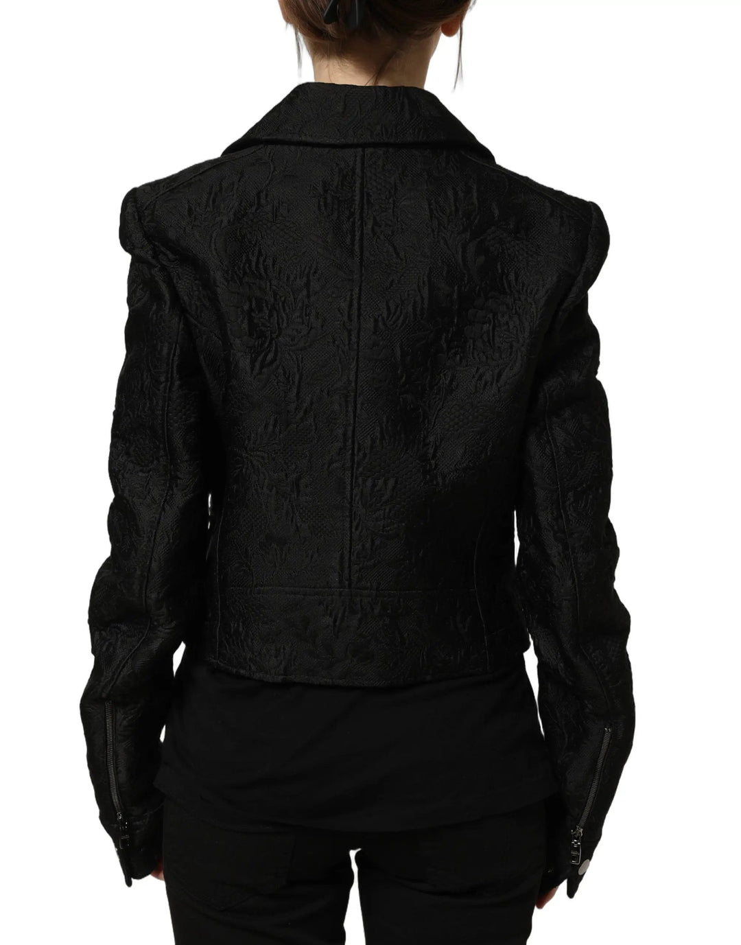 Dolce &amp; Gabbana Sample Sale | Dolce &amp; Gabbana Black Floral Brocade Biker Blouson Jacket - | Designer outlet