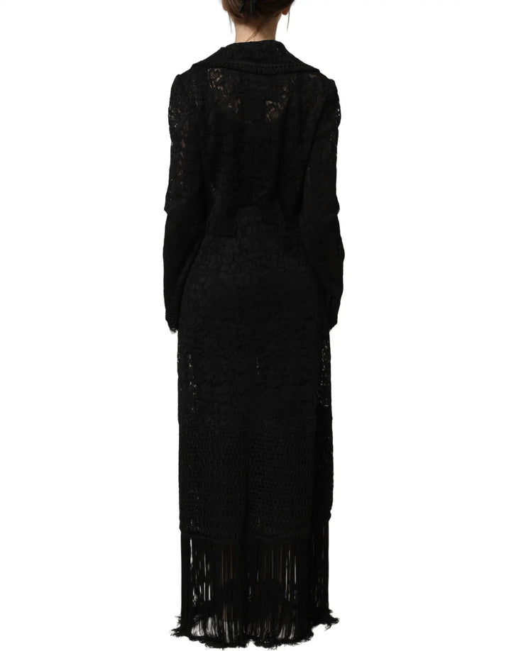 Dolce &amp; Gabbana Sample Sale | Dolce &amp; Gabbana Black Embellished Guipure Lace Coat Jacket - | Designer outlet