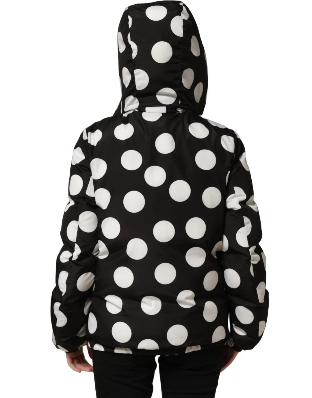 Dolce &amp; Gabbana Sample Sale | Dolce &amp; Gabbana Black White Polka Dot Hooded Blouson Jacket - | Designer outlet