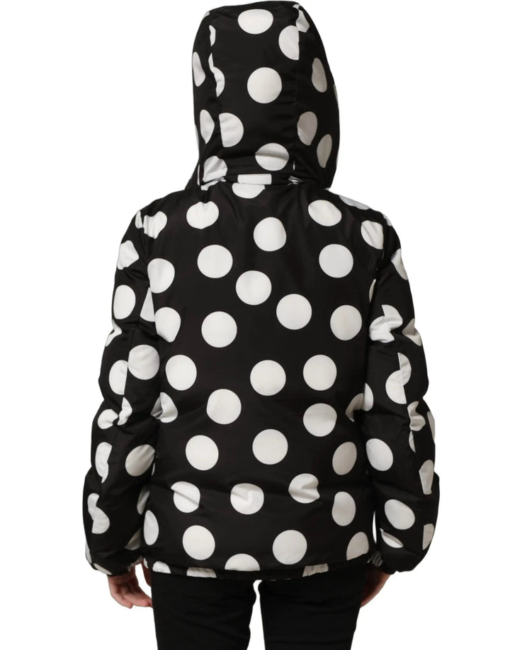 Dolce &amp; Gabbana Sample Sale | Dolce &amp; Gabbana Black White Polka Dot Hooded Blouson Jacket - | Designer outlet
