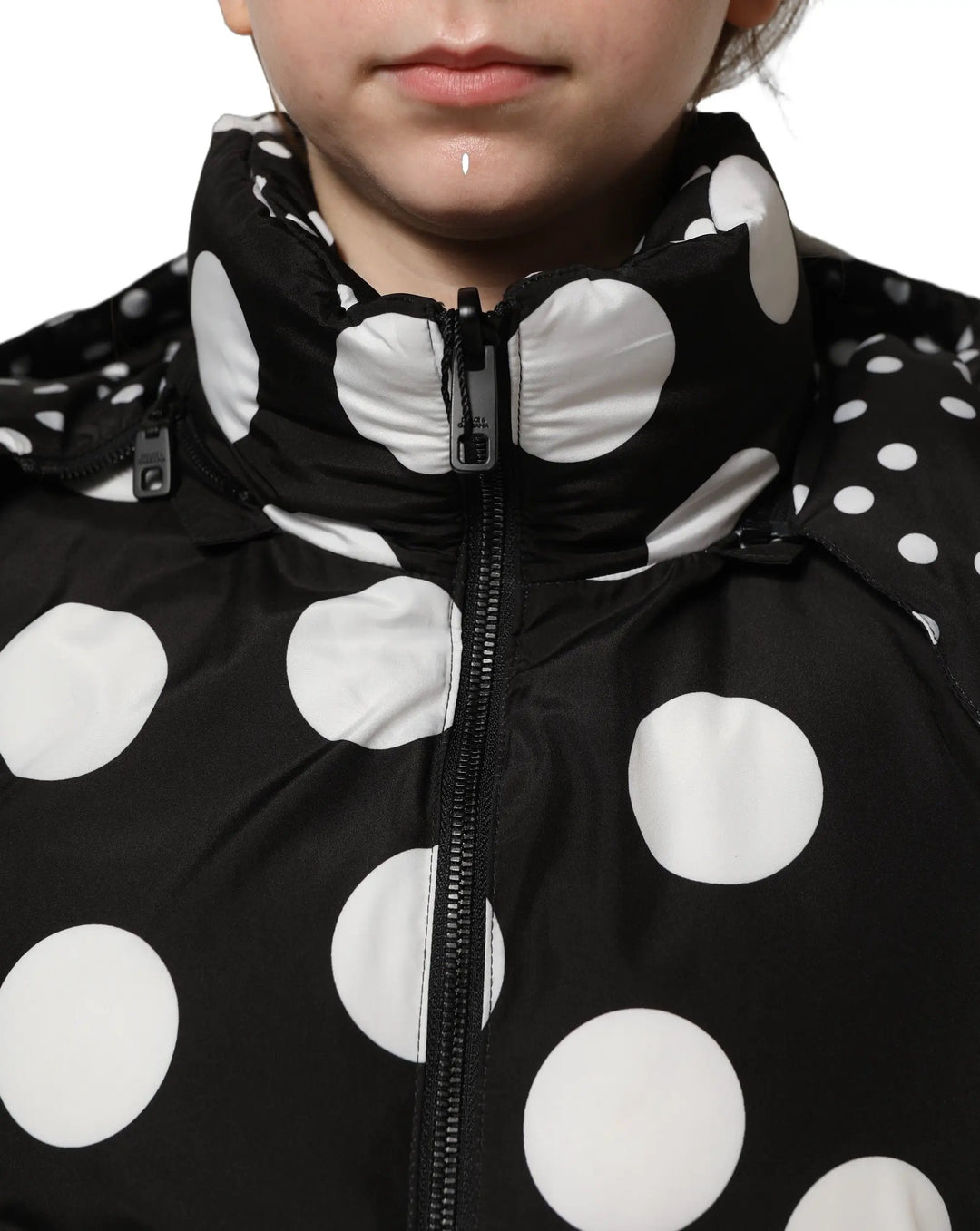 Dolce &amp; Gabbana Sample Sale | Dolce &amp; Gabbana Black White Polka Dot Hooded Blouson Jacket - | Designer outlet