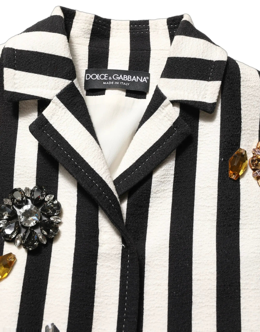 Dolce &amp; Gabbana Sample Sale | Dolce &amp; Gabbana Black White Striped Embellished Coat Jacket - | Designer outlet