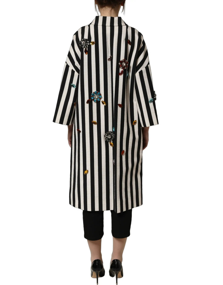 Dolce &amp; Gabbana Sample Sale | Dolce &amp; Gabbana Black White Striped Embellished Coat Jacket - | Designer outlet