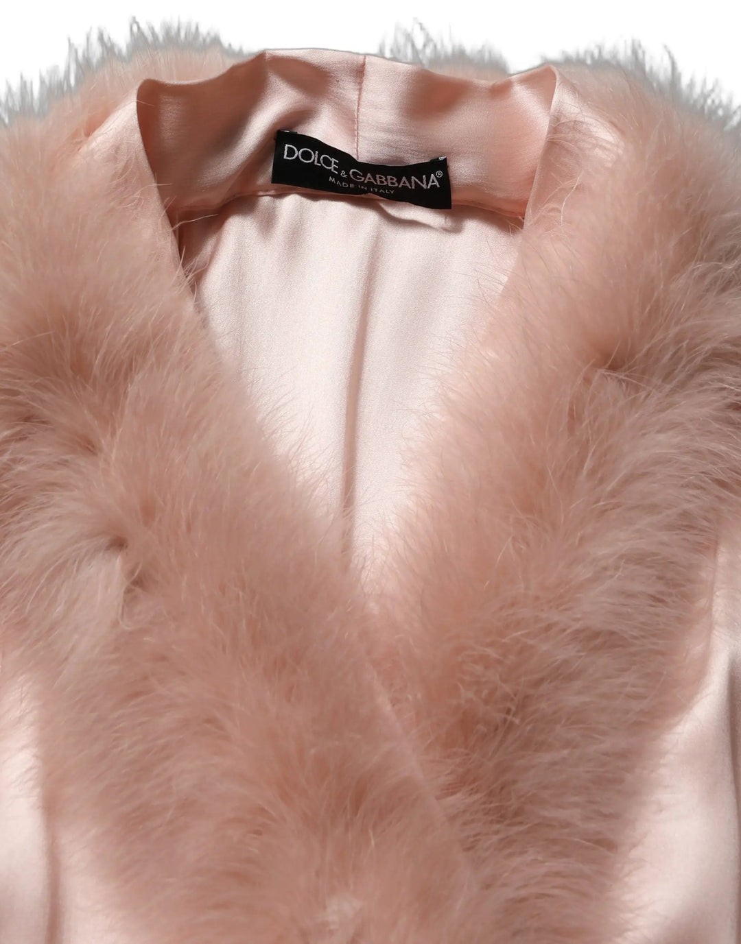Dolce &amp; Gabbana Sample Sale | Dolce &amp; Gabbana Light Pink Silk Turkey Feather Robe Jacket - | Designer outlet