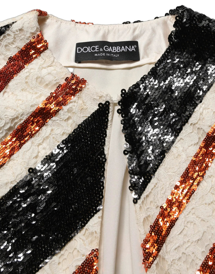 Dolce &amp; Gabbana Sample Sale | Dolce &amp; Gabbana Multicolor Stripe Sequin Duster Coat Jacket - | Designer outlet