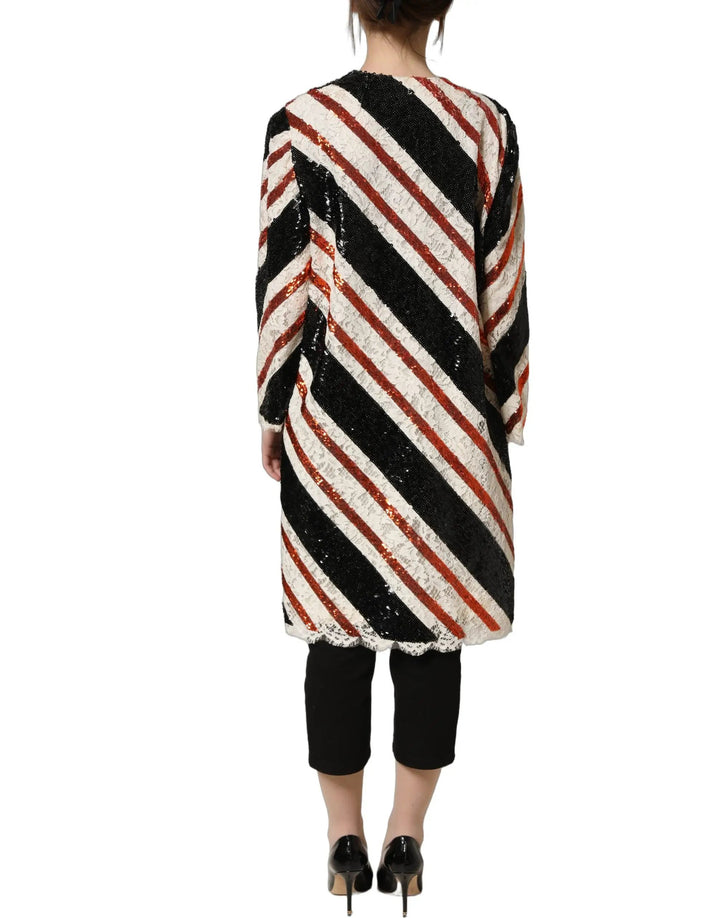 Dolce &amp; Gabbana Sample Sale | Dolce &amp; Gabbana Multicolor Stripe Sequin Duster Coat Jacket - | Designer outlet