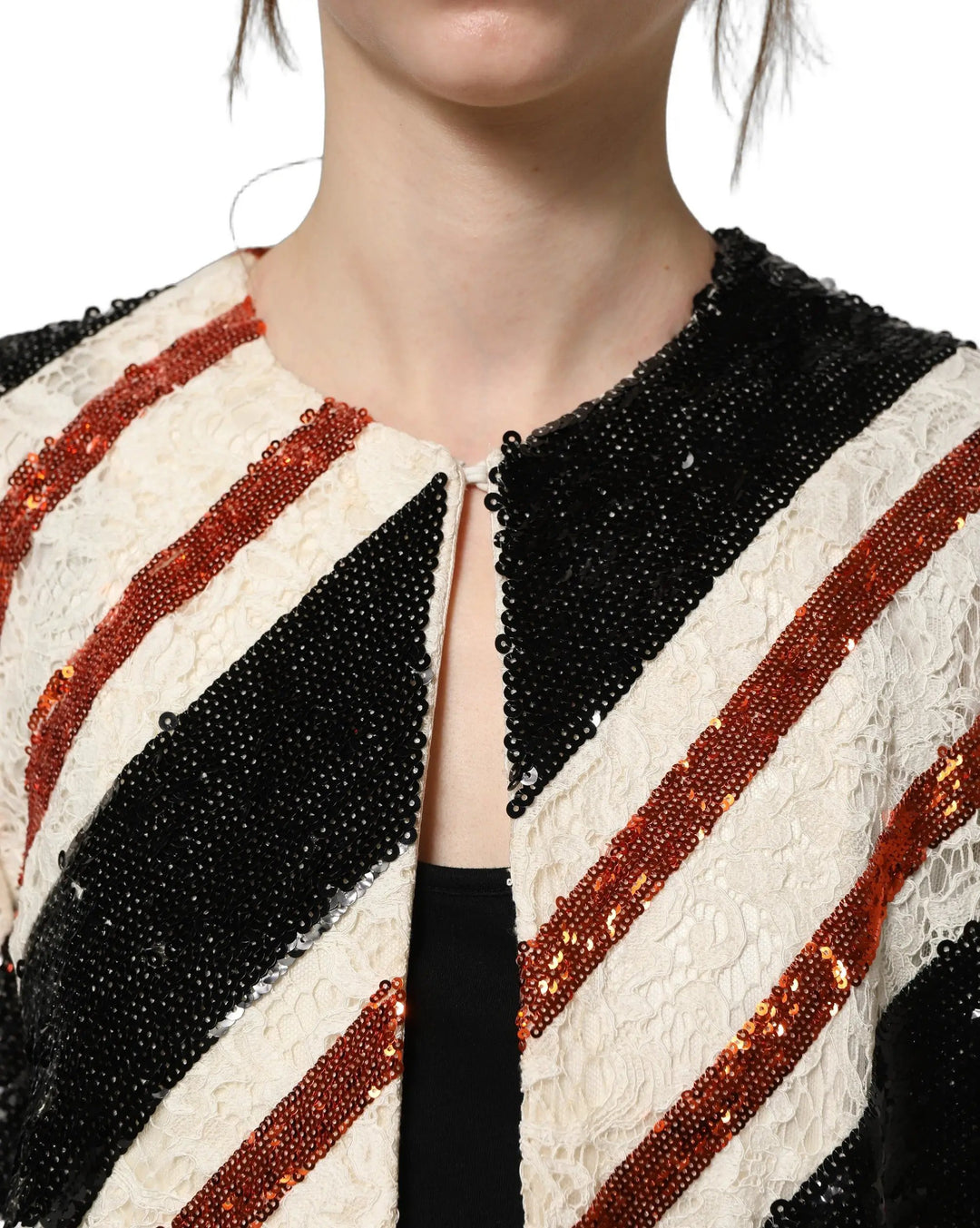 Dolce &amp; Gabbana Sample Sale | Dolce &amp; Gabbana Multicolor Stripe Sequin Duster Coat Jacket - | Designer outlet