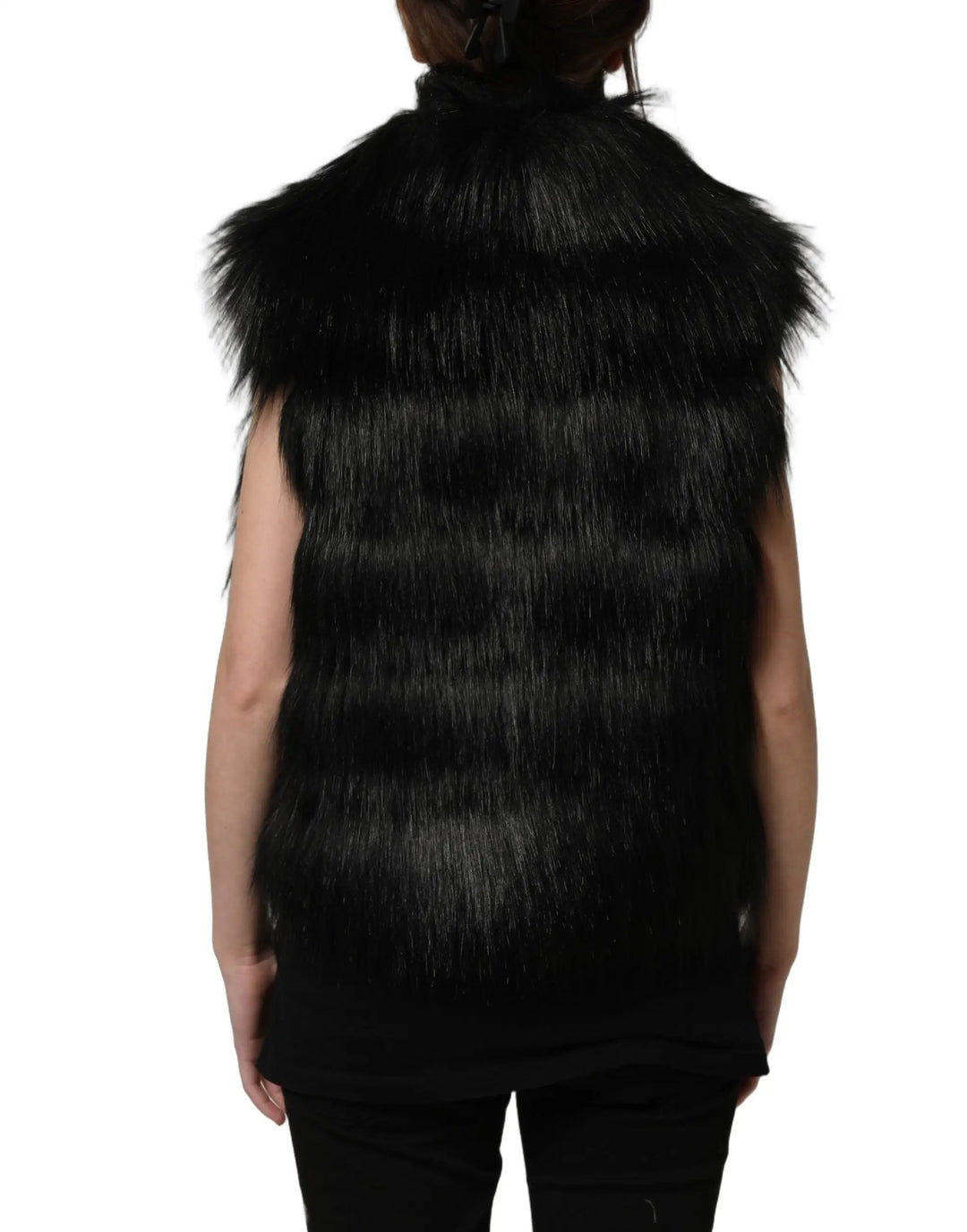 Dolce &amp; Gabbana Sample Sale | Dolce &amp; Gabbana Black Acrylic Faux Fur Sleeveless Vest Jacket - | Designer outlet