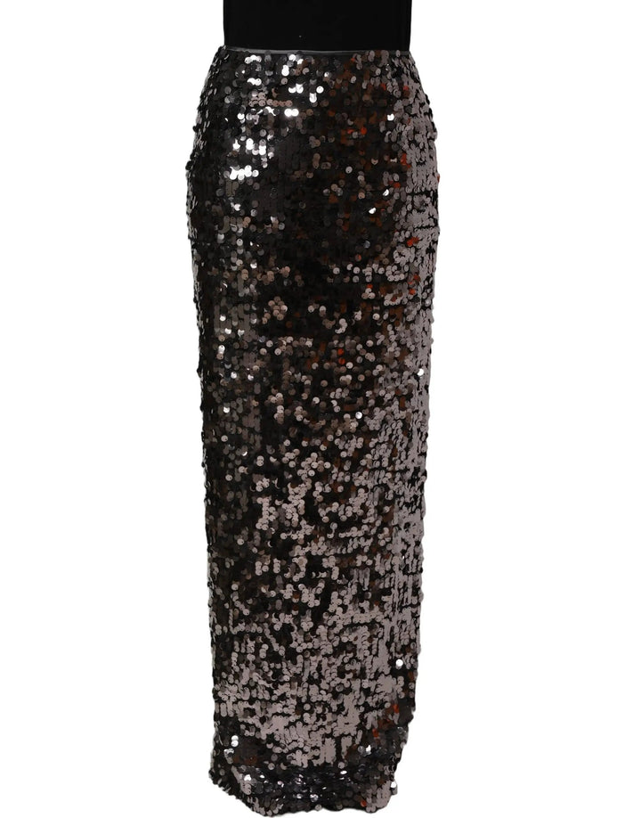 Dolce &amp; Gabbana Sample Sale | Dolce &amp; Gabbana Brown Sequinned Embellished PencilCut Skirt - | Designer outlet