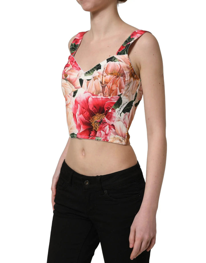 Dolce &amp; Gabbana Sample Sale | Dolce &amp; Gabbana Multicolor Floral Cropped Bustier Tank Top - | Designer outlet
