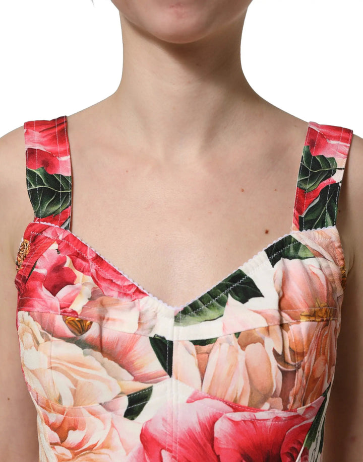 Dolce &amp; Gabbana Sample Sale | Dolce &amp; Gabbana Multicolor Floral Cropped Bustier Tank Top - | Designer outlet