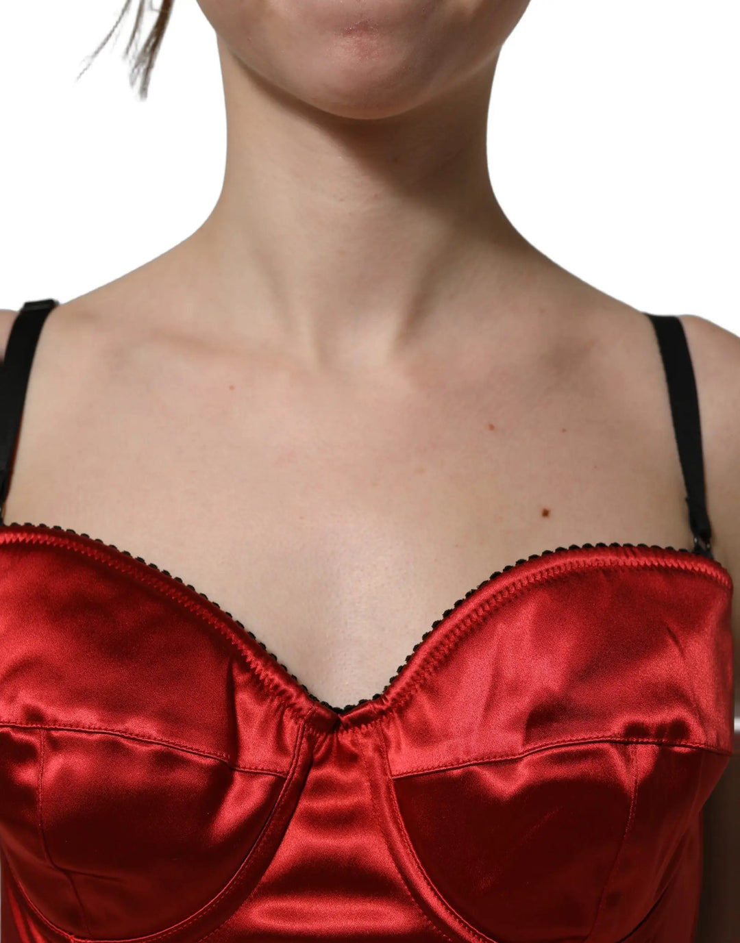 Dolce &amp; Gabbana Sample Sale | Dolce &amp; Gabbana Red Polyester Satin Bustier Cropped Tank Top - | Designer outlet