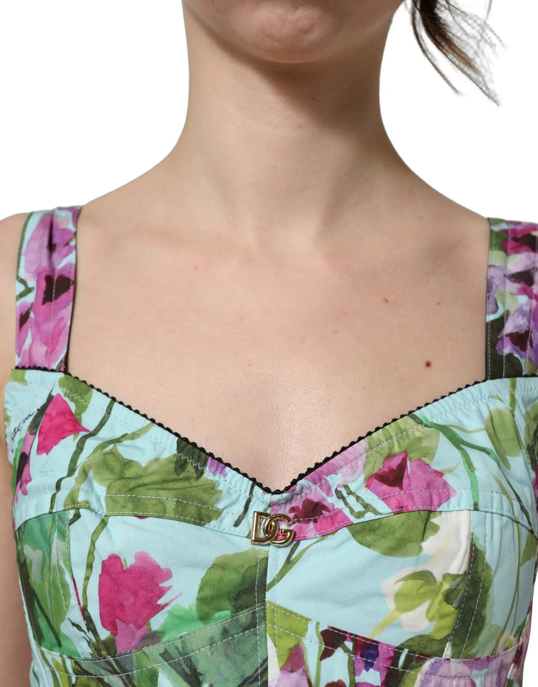 Dolce &amp; Gabbana Sample Sale | Dolce &amp; Gabbana Multicolor Floral Cropped Bustier Tank Top - | Designer outlet