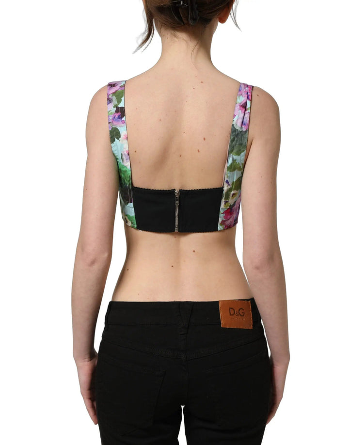 Dolce &amp; Gabbana Sample Sale | Dolce &amp; Gabbana Multicolor Floral Cropped Bustier Tank Top - | Designer outlet