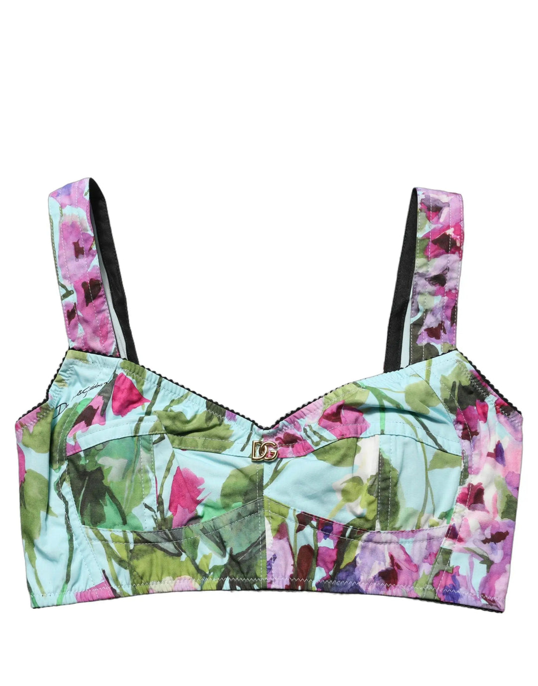 Dolce &amp; Gabbana Sample Sale | Dolce &amp; Gabbana Multicolor Floral Cropped Bustier Tank Top - | Designer outlet