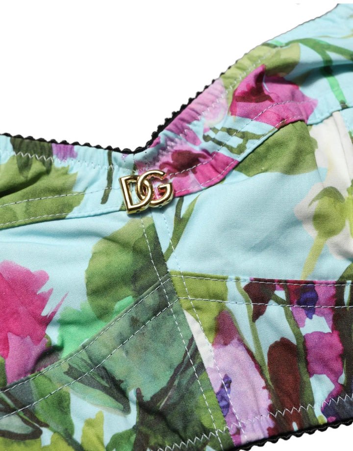 Dolce &amp; Gabbana Sample Sale | Dolce &amp; Gabbana Multicolor Floral Cropped Bustier Tank Top - | Designer outlet