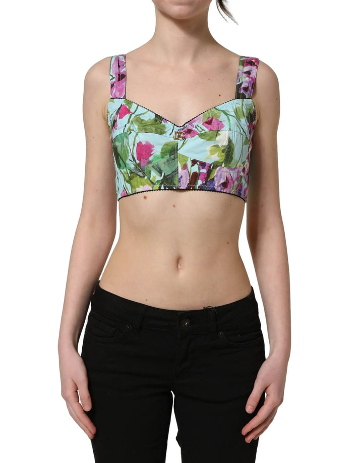 Dolce &amp; Gabbana Sample Sale | Dolce &amp; Gabbana Multicolor Floral Cropped Bustier Tank Top - | Designer outlet